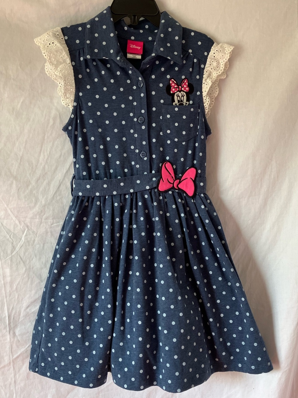Disney Minnie Mouse Polka Dot Dress with Lace Details Girls Size 6